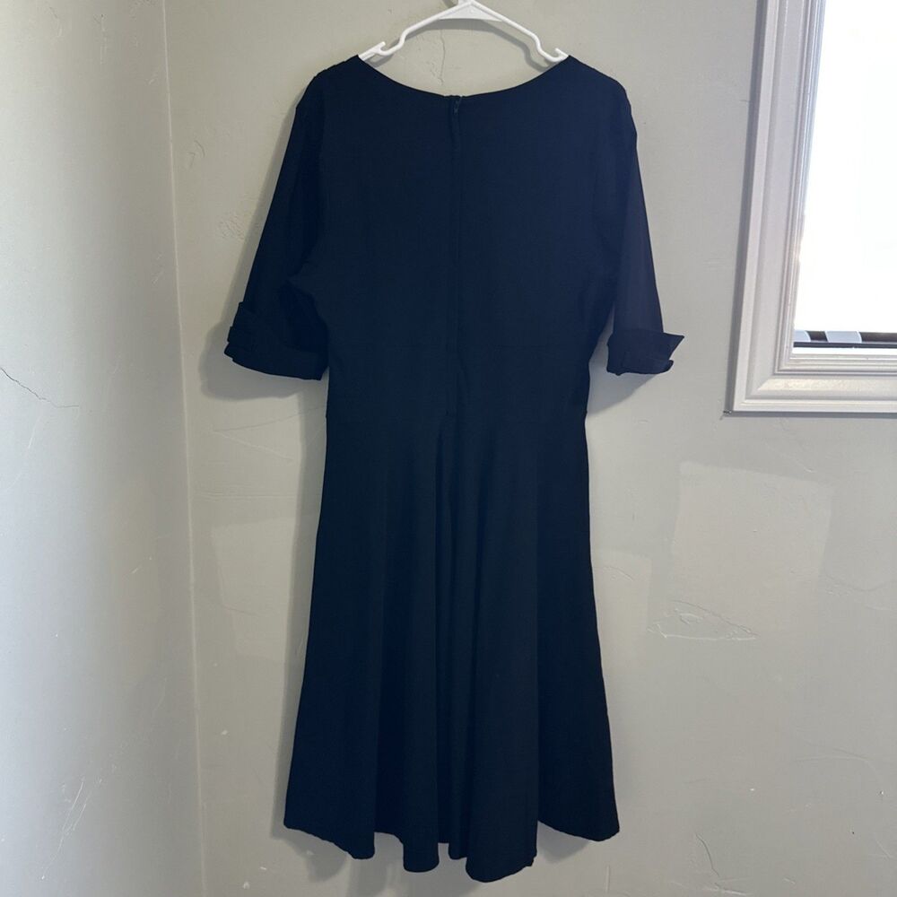 Unique Vintage XL 14 Dolores Swing Black Dress Midi Women’s Stretch - Picture 7 of 14